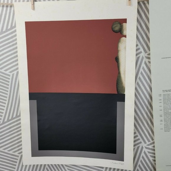 Vtg 70s Silkscreen Poster 1973 Callander page Johannes Schreiter Print Art 23x16 - Picture 1 of 12